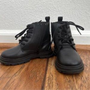 Zara Kids Black Lace-Up Ankle Boots